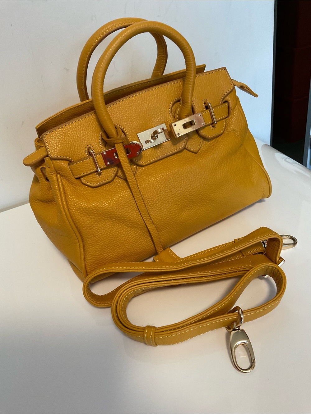 Zenith Handbag Classic Structured Women’s Satchel Bag in Mustard Yellow